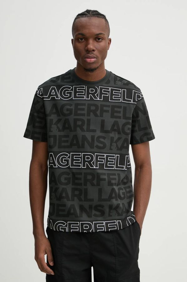 Karl Lagerfeld Jeans Pamučna majica Karl Lagerfeld Jeans za muškarce, boja: crna, s uzorkom, A1M17114