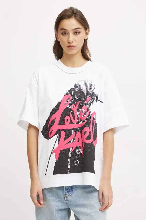 Karl Lagerfeld Jeans Pamučna majica Karl Lagerfeld Jeans za žene, boja: bijela, A1W17150