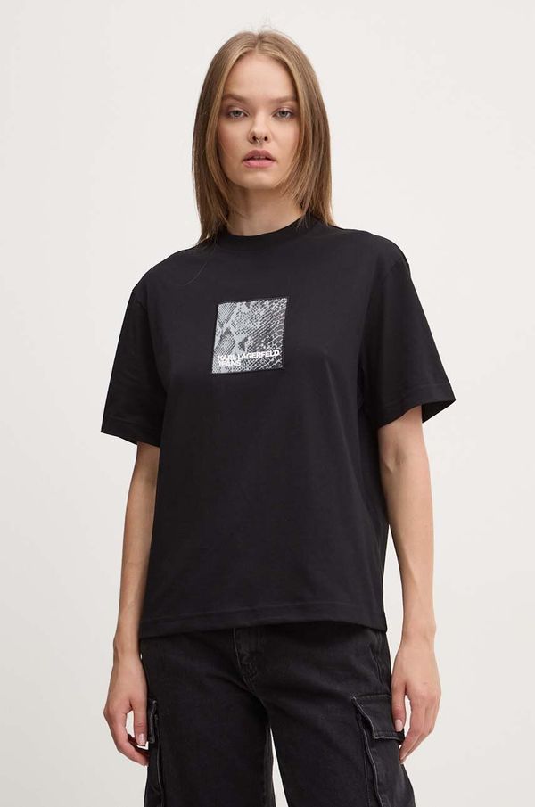 Karl Lagerfeld Jeans Pamučna majica Karl Lagerfeld Jeans za žene, boja: crna, 246J1701