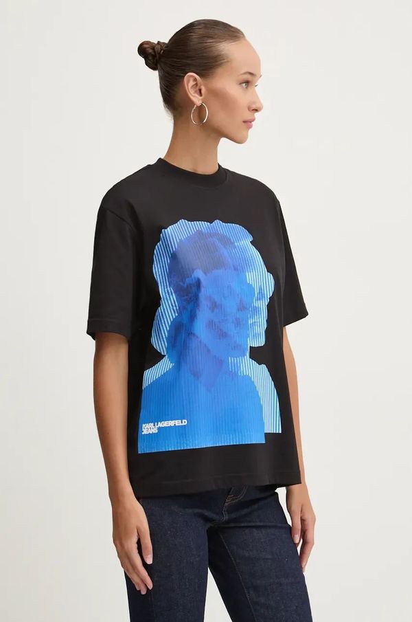 Karl Lagerfeld Jeans Pamučna majica Karl Lagerfeld Jeans za žene, boja: crna, 246J1707