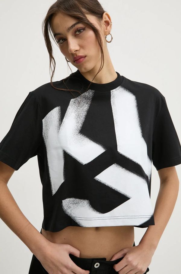 Karl Lagerfeld Jeans Pamučna majica Karl Lagerfeld Jeans za žene, boja: crna, A1W17033