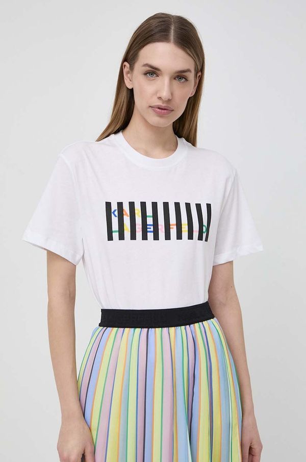 Karl Lagerfeld Pamučna majica Karl Lagerfeld za žene, boja: bež