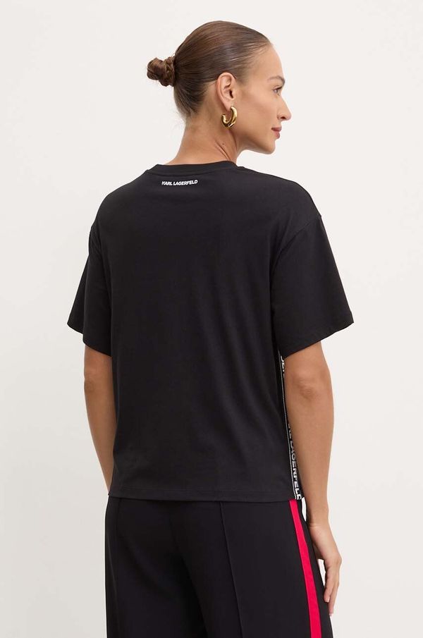 Karl Lagerfeld Pamučna majica Karl Lagerfeld za žene, boja: crna, 245W1703