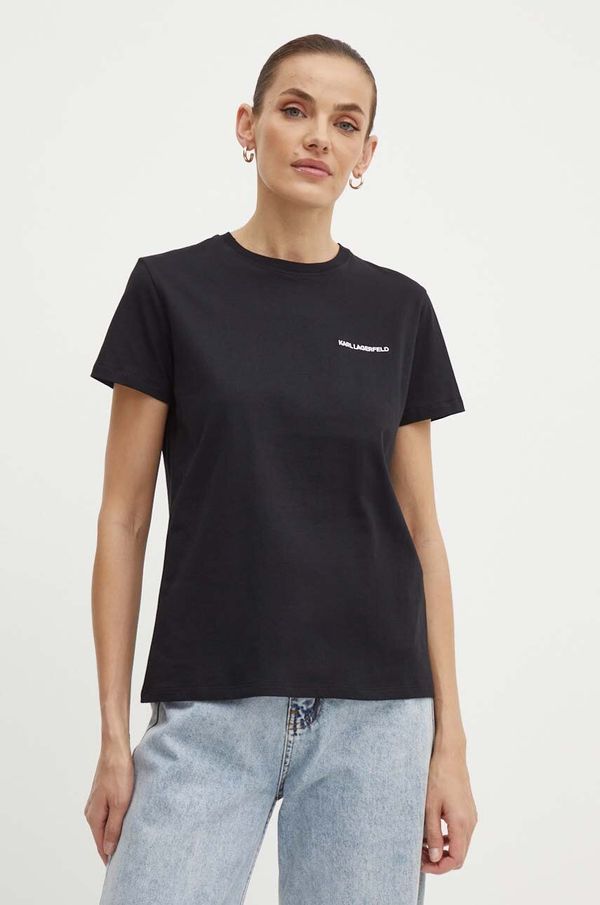 Karl Lagerfeld Pamučna majica Karl Lagerfeld za žene, boja: crna, 245W1714