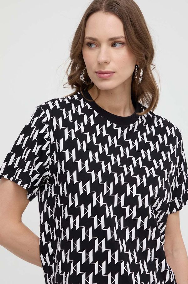 Karl Lagerfeld Pamučna majica Karl Lagerfeld za žene, boja: crna