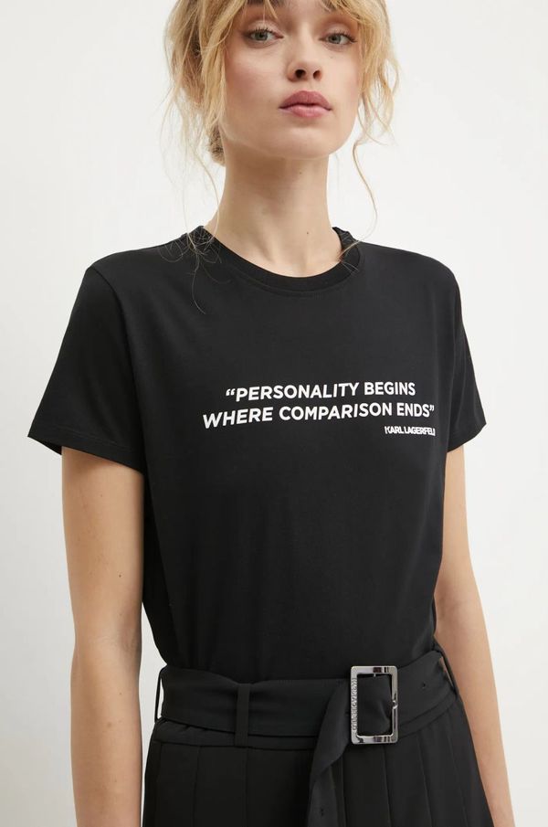 Karl Lagerfeld Pamučna majica Karl Lagerfeld za žene, boja: crna, A1W17068