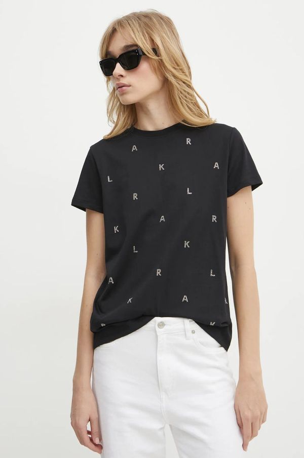 Karl Lagerfeld Pamučna majica Karl Lagerfeld za žene, boja: crna, A1W17078