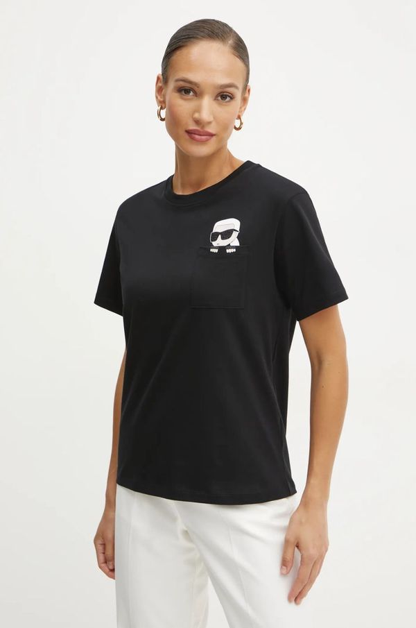 Karl Lagerfeld Pamučna majica Karl Lagerfeld za žene, boja: crna, A1W17100