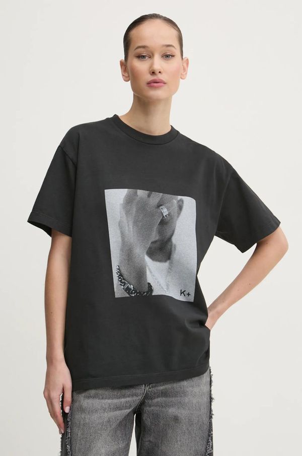 K+LUSHA Pamučna majica K+LUSHA za žene, boja: crna, KLM54001TJ006PX