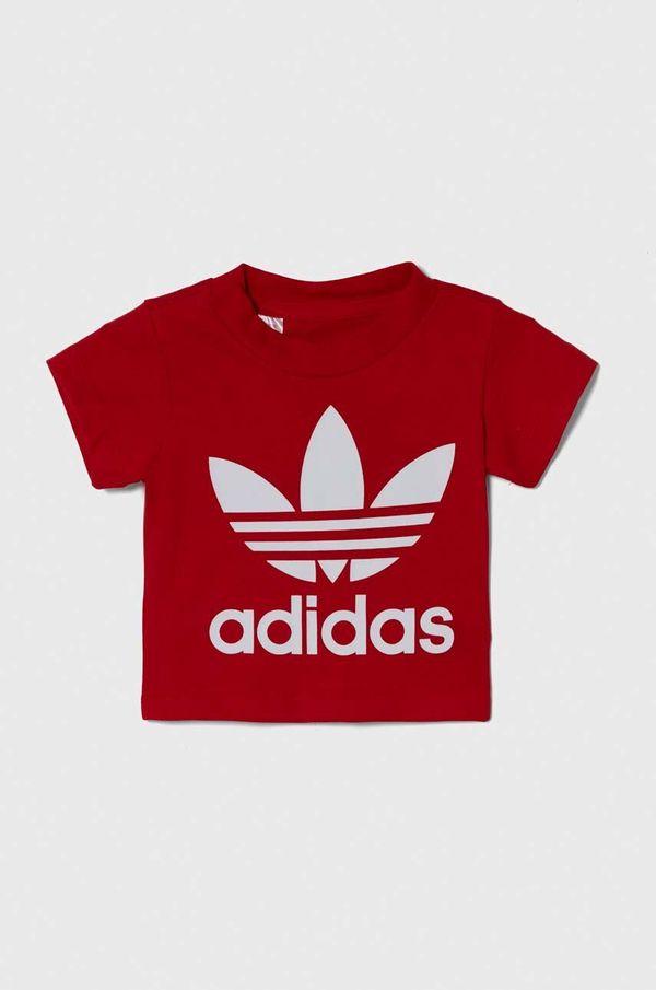 adidas Originals Pamučna majica kratkih rukava za bebe adidas Originals boja: crvena, s tiskom