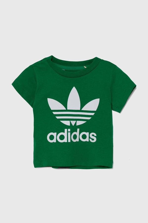 adidas Originals Pamučna majica kratkih rukava za bebe adidas Originals TREFOIL TEE boja: zelena, s tiskom, IY4028