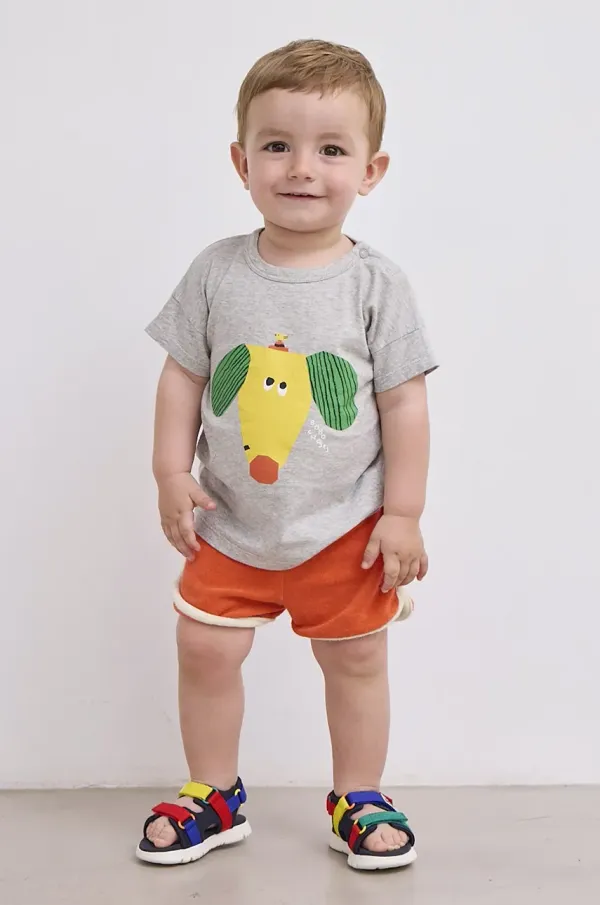 Bobo Choses Pamučna majica kratkih rukava za bebe Bobo Choses Happy Dog boja: siva, s tiskom, 125AB009