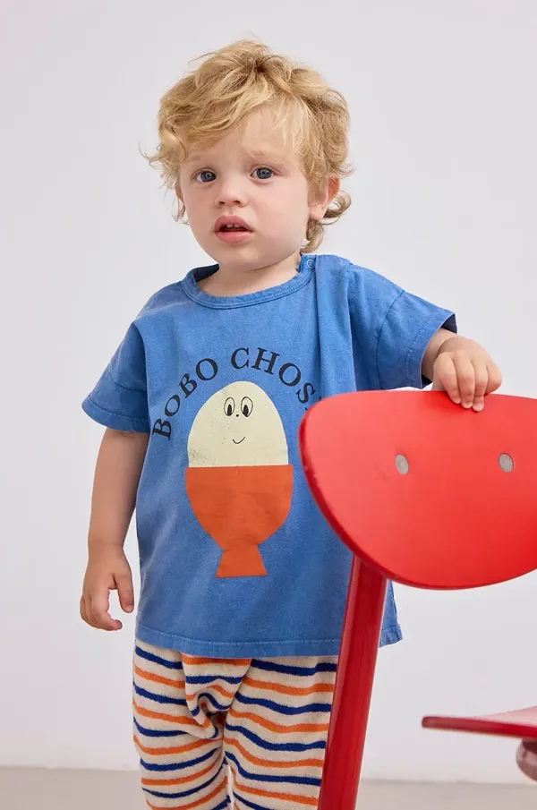 Bobo Choses Pamučna majica kratkih rukava za bebe Bobo Choses Morning Egg s tiskom, 125AB011