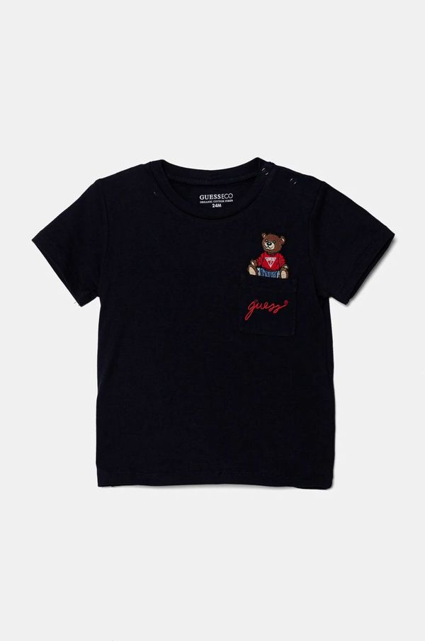 Guess Pamučna majica kratkih rukava za bebe Guess boja: tamno plava, s aplikacijom, I5RI03 I3Z14