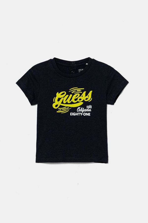 Guess Pamučna majica kratkih rukava za bebe Guess boja: tamno plava, s tiskom, I5RI01 K8HM4