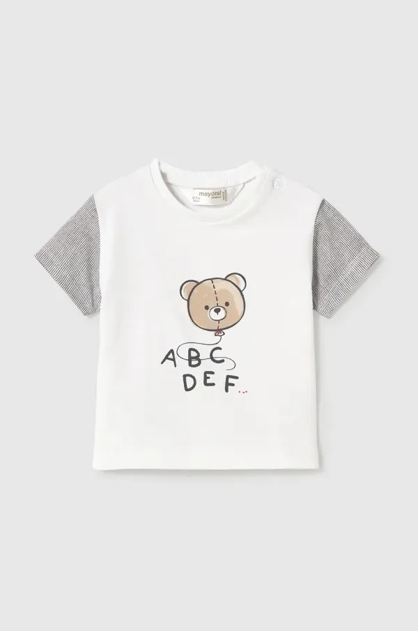 Mayoral Newborn Pamučna majica kratkih rukava za bebe Mayoral Newborn boja: bijela, s tiskom, 1037