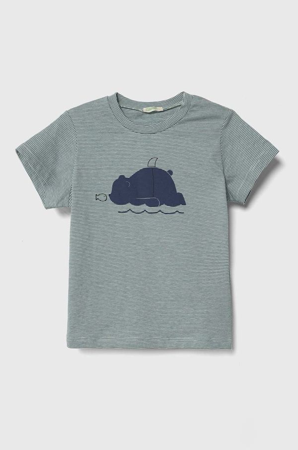 United Colors of Benetton Pamučna majica kratkih rukava za bebe United Colors of Benetton boja: zelena, s uzorkom