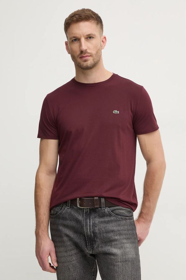 Lacoste Pamučna majica Lacoste za muškarce, boja: bordo, bez uzorka