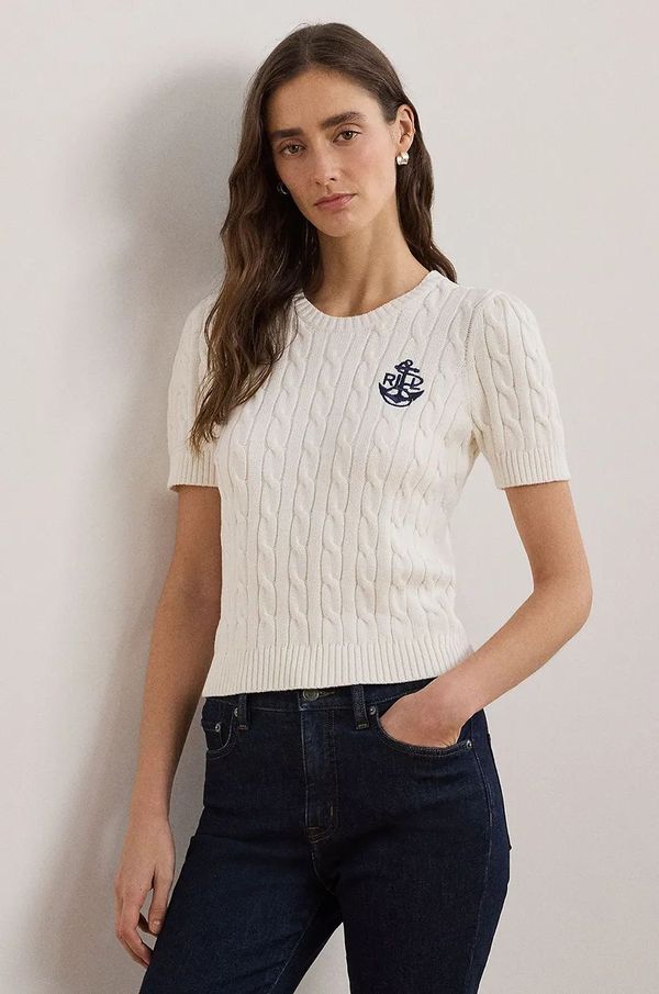 Lauren Ralph Lauren Pamučna majica Lauren Ralph Lauren za žene, boja: bijela, 200961681