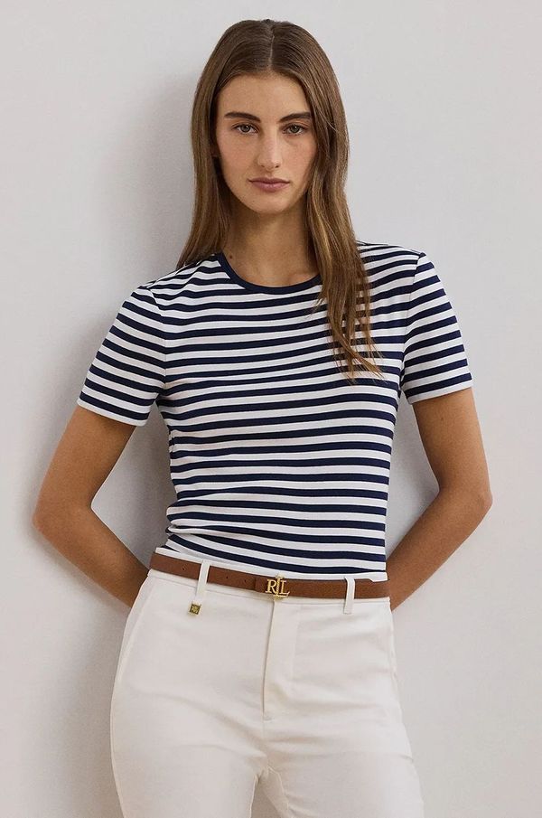 Lauren Ralph Lauren Pamučna majica Lauren Ralph Lauren za žene, boja: tamno plava, 200957662