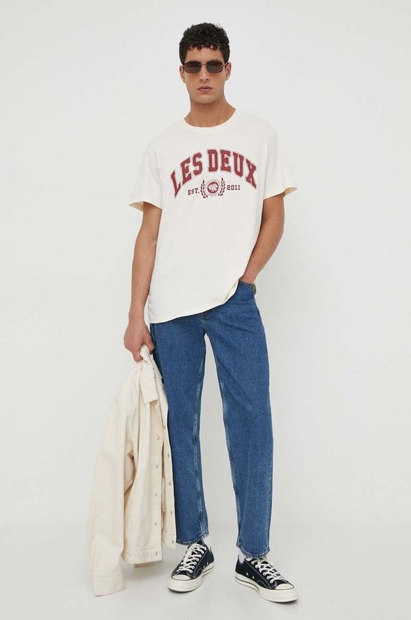 Les Deux Pamučna majica Les Deux za muškarce, boja: bež, s tiskom, LDM101166