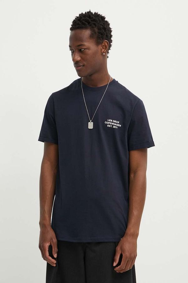 Les Deux Pamučna majica Les Deux za muškarce, boja: crna, s tiskom, LDM101165