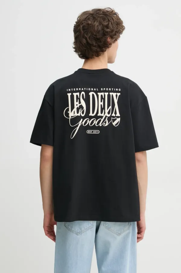 Les Deux Pamučna majica Les Deux za muškarce, boja: crna, s tiskom, LDM101212