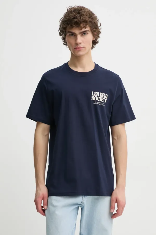 Les Deux Pamučna majica Les Deux za muškarce, boja: tamno plava, s tiskom, LDM101213