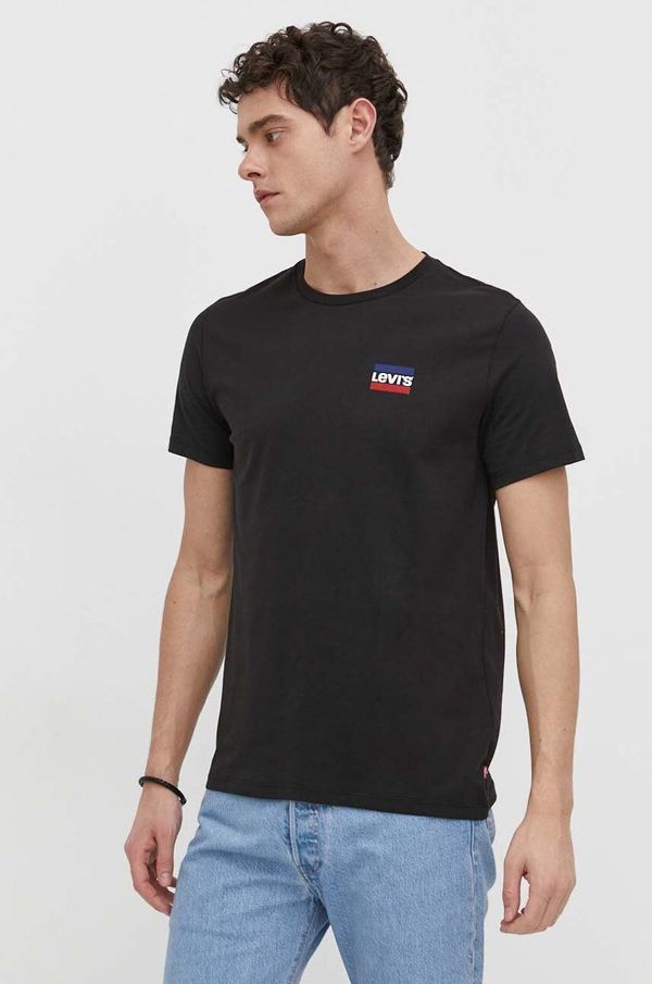 Levi's Pamučna majica Levi's 2-pack za muškarce, boja: crna, s tiskom