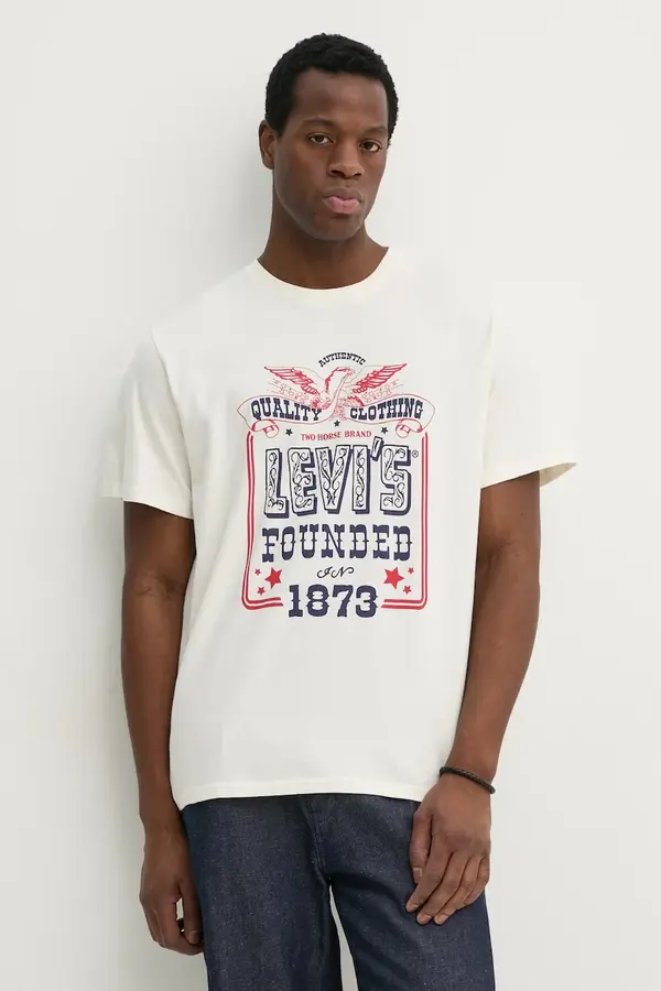 Levi's Pamučna majica Levi's SS RELAXED FIT TEE za muškarce, boja: bež, s tiskom, 16143