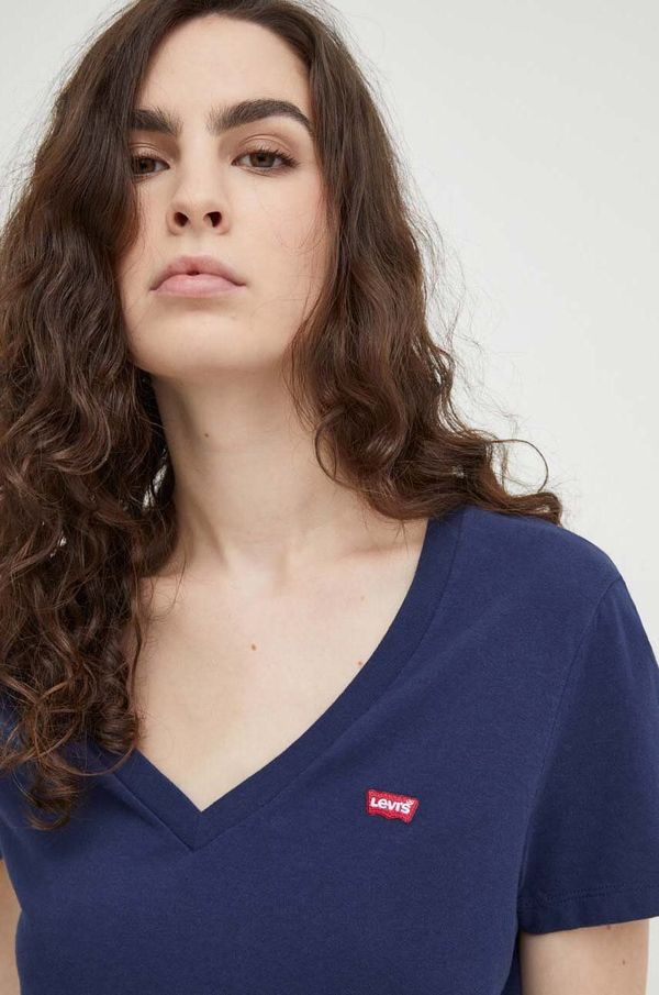 Levi's Pamučna majica Levi's za žene, boja: tamno plava