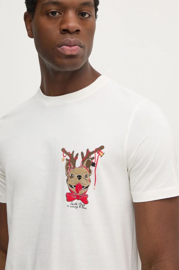 Lindbergh Pamučna majica Lindbergh za muškarce, boja: bež, s tiskom, 30-400311