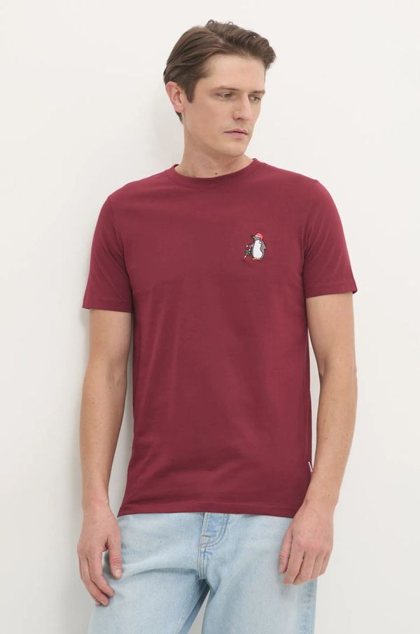 Lindbergh Pamučna majica Lindbergh za muškarce, boja: bordo, s aplikacijom, 30-400313