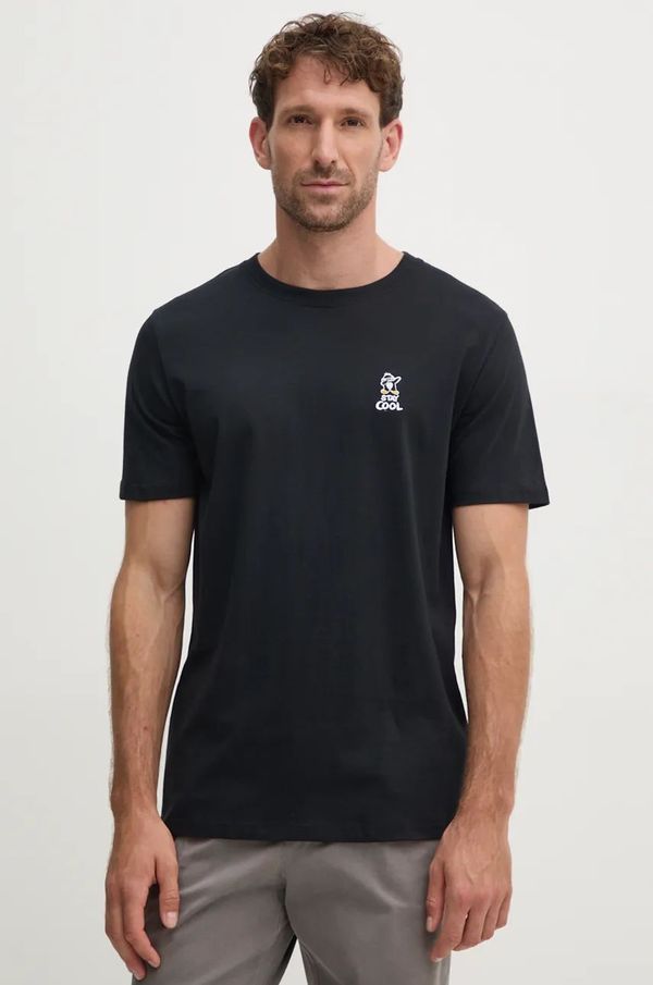 Lindbergh Pamučna majica Lindbergh za muškarce, boja: crna, s aplikacijom, 30-400235