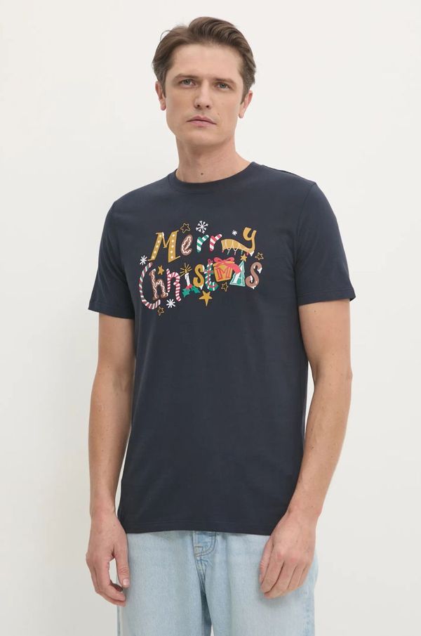 Lindbergh Pamučna majica Lindbergh za muškarce, boja: tamno plava, s tiskom, 30-400311