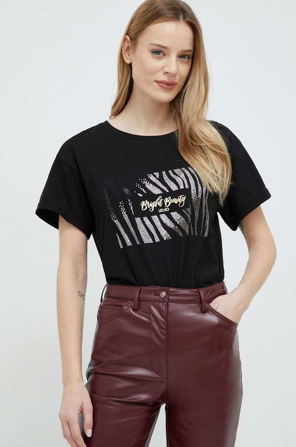 Liu Jo Pamučna majica Liu Jo boja: crna