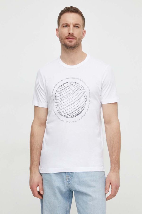 Liu Jo Pamučna majica Liu Jo za muškarce, boja: bijela, s tiskom