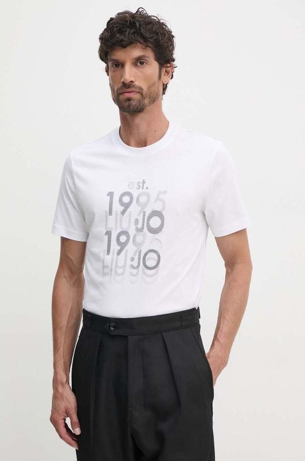 Liu Jo Pamučna majica Liu Jo za muškarce, boja: bijela, s tiskom, QF4242 J4783