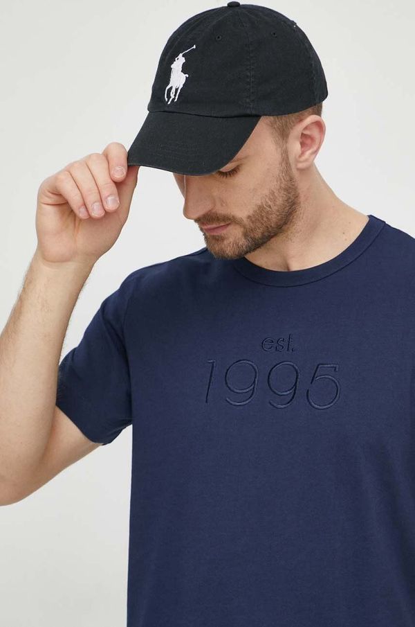 Liu Jo Pamučna majica Liu Jo za muškarce, boja: tamno plava, s aplikacijom