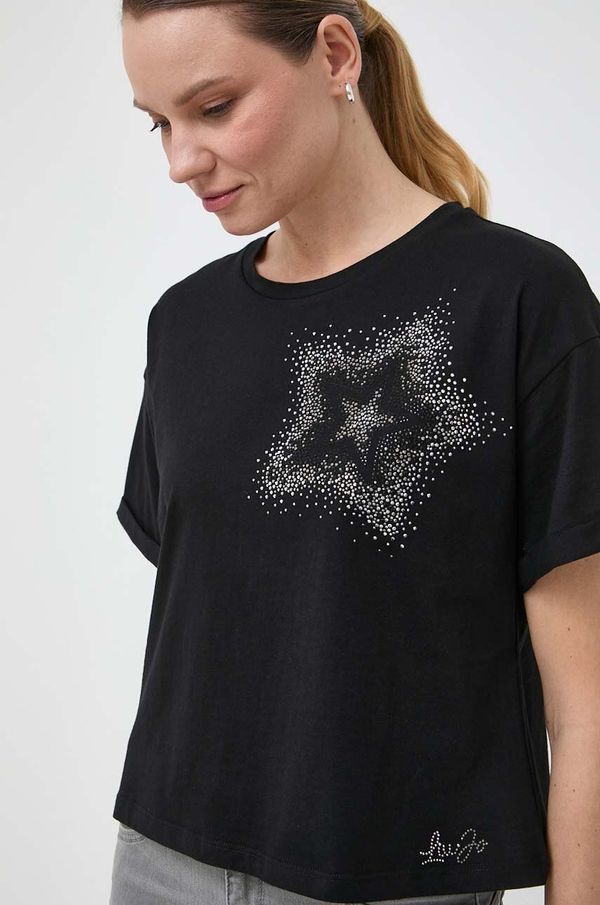 Liu Jo Pamučna majica Liu Jo za žene, boja: crna