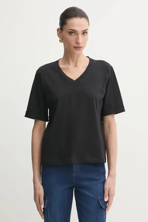 Liu Jo Pamučna majica Liu Jo za žene, boja: crna, TA5175 JS923