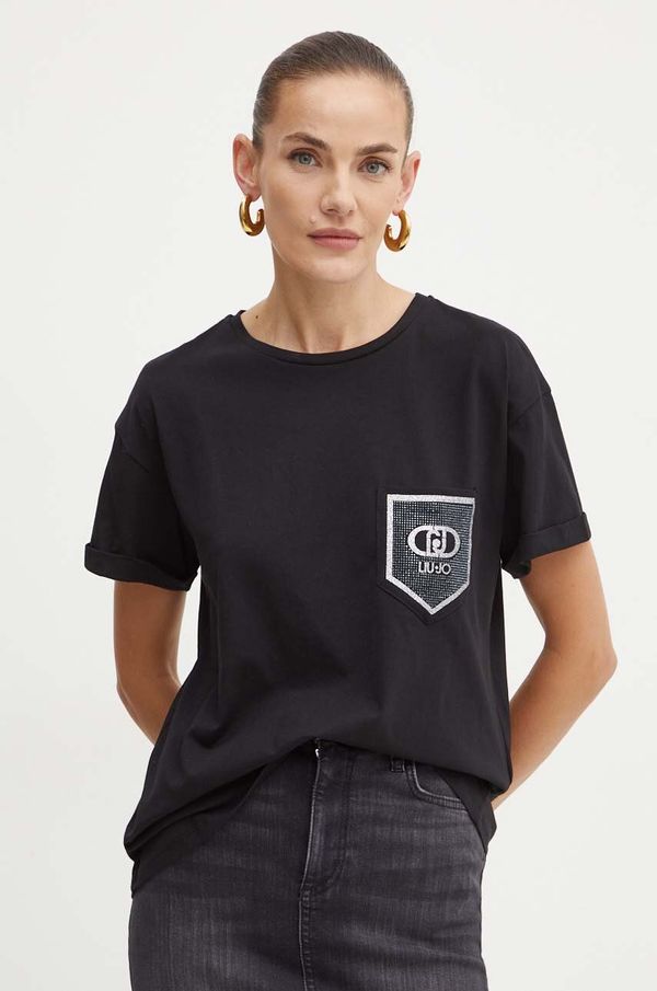 Liu Jo Pamučna majica Liu Jo za žene, boja: crna, WF4177 JS923