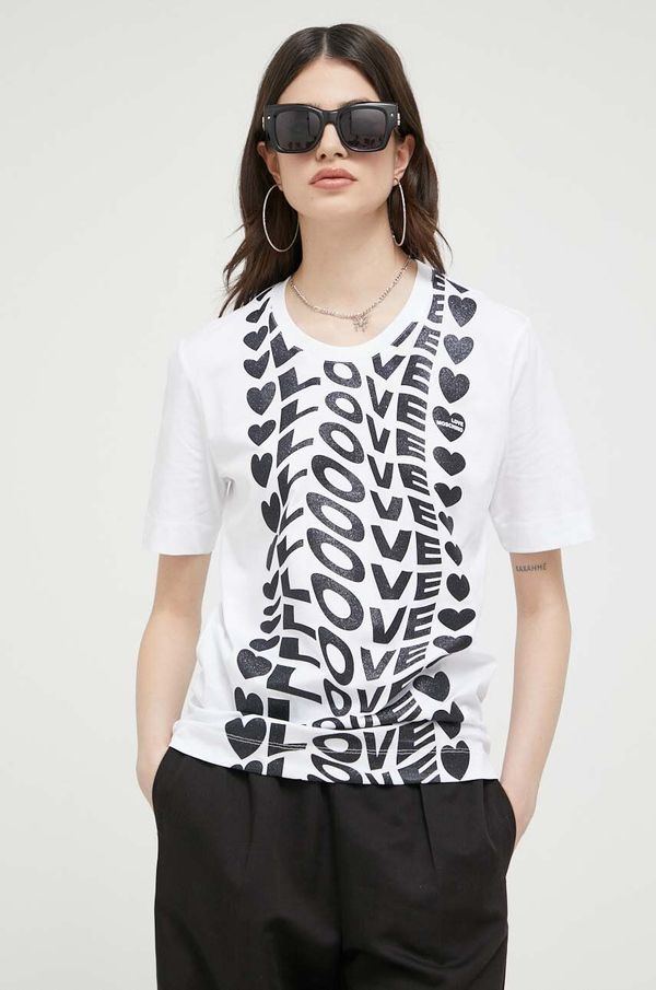 Love Moschino Pamučna majica Love Moschino boja: bijela