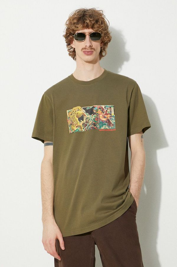 Maharishi Pamučna majica Maharishi Tiger Vs. Samurai T-Shirt za muškarce, boja: zelena, s tiskom, 1079.OLIVE