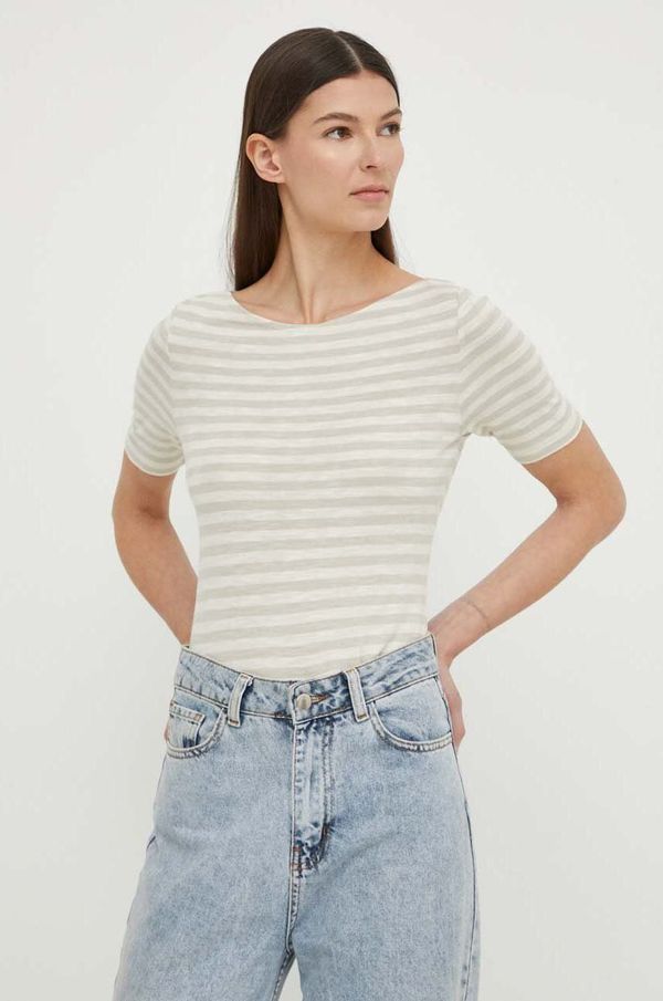 Marc O'Polo Pamučna majica Marc O'Polo za žene, boja: bež