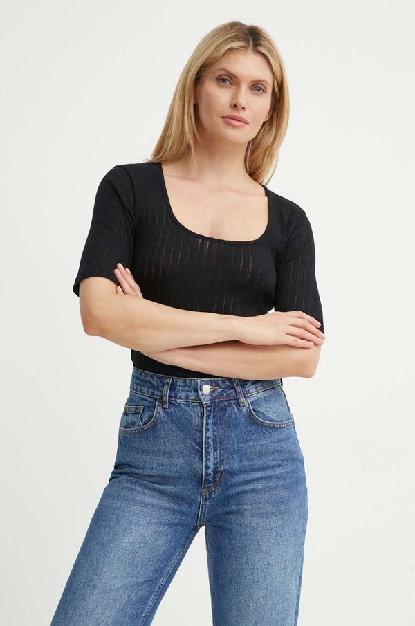 Marc O'Polo Pamučna majica Marc O'Polo za žene, boja: crna, 406202751507