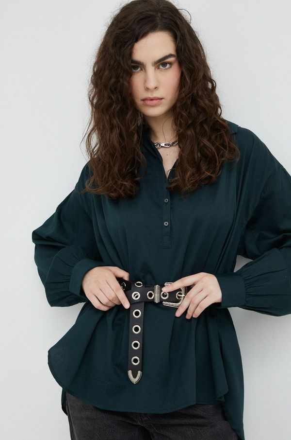 Marc O'Polo Pamučna majica Marc O'Polo za žene, boja: zelena, glatka