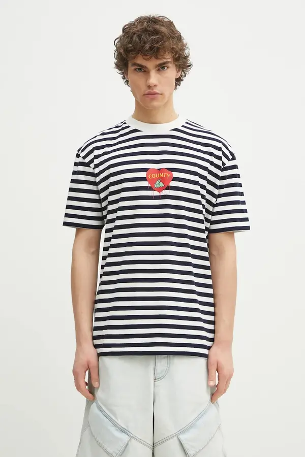 Marcelo Burlon Pamučna majica Marcelo Burlon Bunny Heart Stripe Basic Tee White Navy
