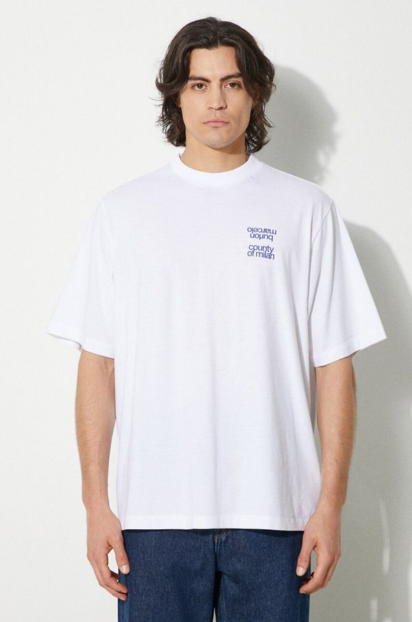 Marcelo Burlon Pamučna majica Marcelo Burlon MCBM Slogan Over Tee za muškarce, boja: bijela, s tiskom, CMAA054F24JER0070145