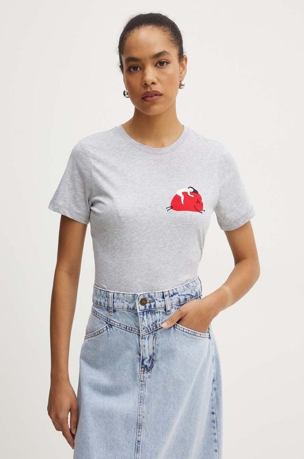 Marella Pamučna majica Marella za žene, boja: siva, 2423976044200